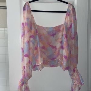 Square neck top - peach